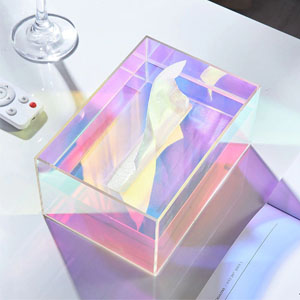 Wholesale acrylic napkin box, custom iridescent lcuite napkin box