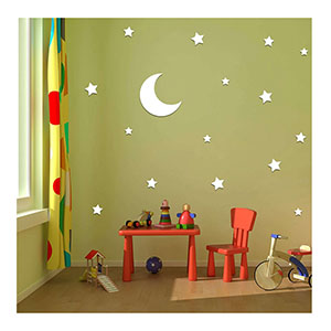 Moon and star acrylic stickers, gold acrylic wall sticker