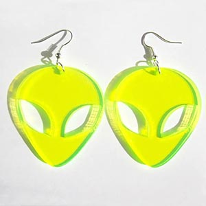 Alien shaped acrylic earrings, custom lucite earring