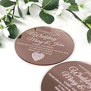 Rose gold acrylic invitation, round acrylic wedding invitations