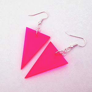 Neon pink acrylic earring, dangle lucite earrings