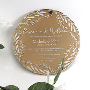 Gold acrylic wedding invitation, wholesale lucite invitations