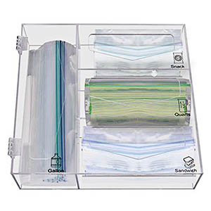 Acrylic ziplock bag box supplier, custom acrylic food bag dispenser