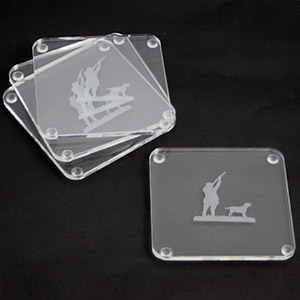 Acrylic coaster with foot pads, supplier perspex coaster